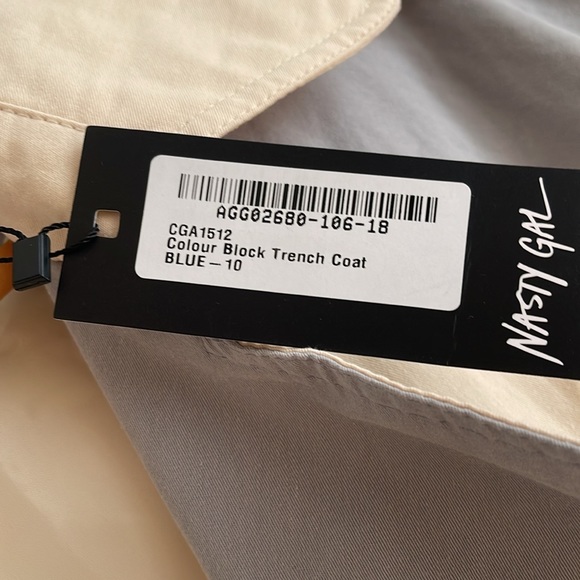 NWT Nasty Gal Colourblock Double Breasted BeltedTrench Coat Size 10 - Picture 12 of 13